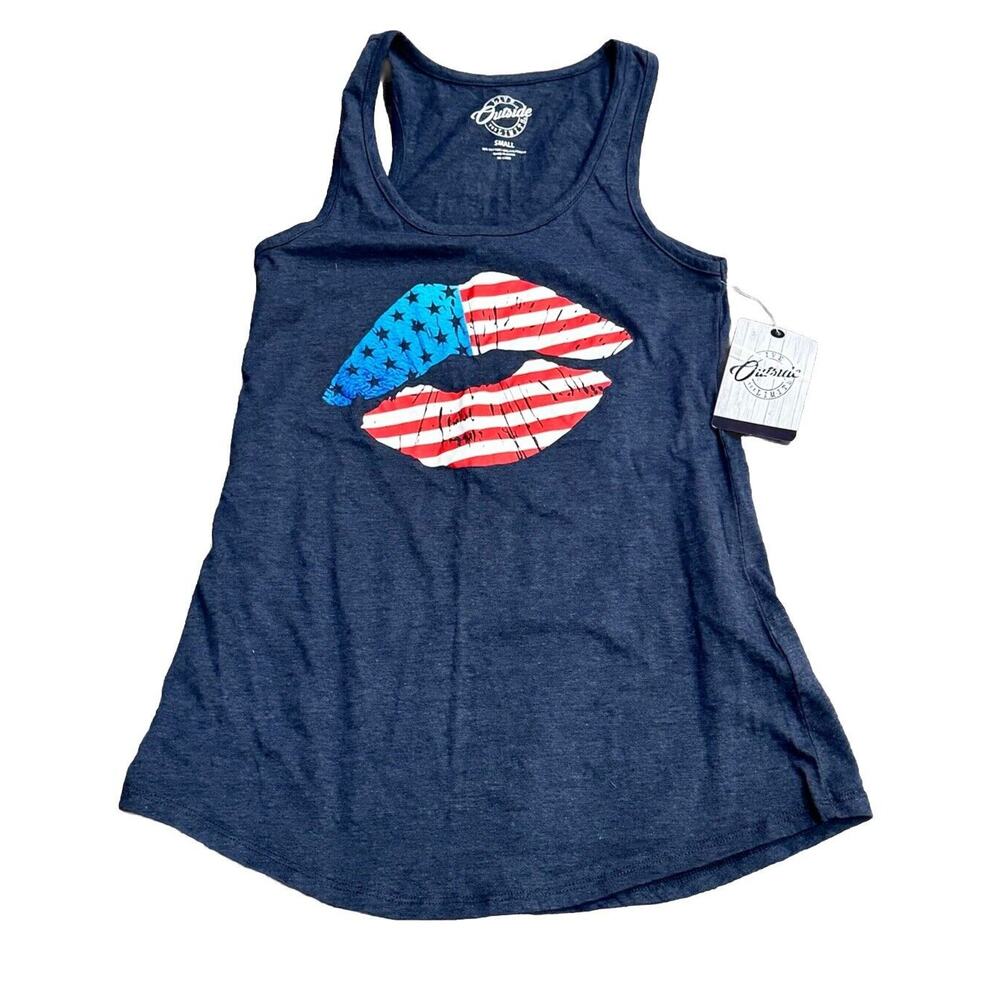 Live Outside The Limits Women Juniors’ Tank Top Lips USA Tank Top NWT Small